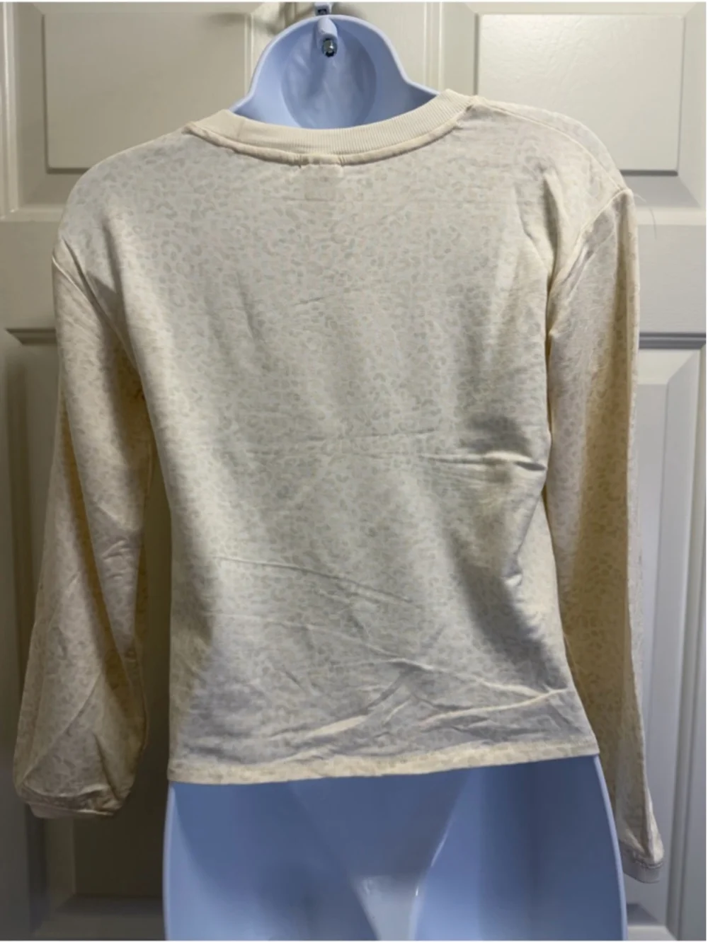 Girls Modal French Terry Crewneck Sweatshirt All In Motion Cream Leopard XL NWT